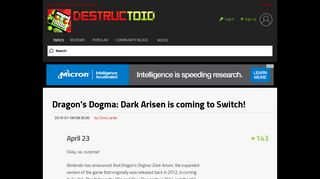 
                            7. Dragon's Dogma: Dark Arisen is coming to Switch! - Destructoid