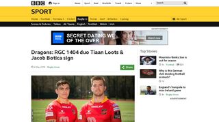 
                            13. Dragons: RGC 1404 duo Tiaan Loots & Jacob Botica sign - BBC Sport
