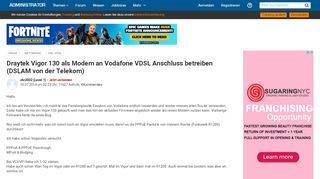 
                            2. Draytek Vigor 130 als Modem an Vodafone VDSL Anschluss betreiben ...