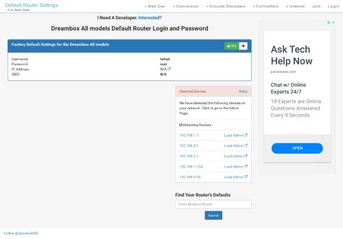 
                            3. Dreambox All models Default Router Login and Password - Clean CSS