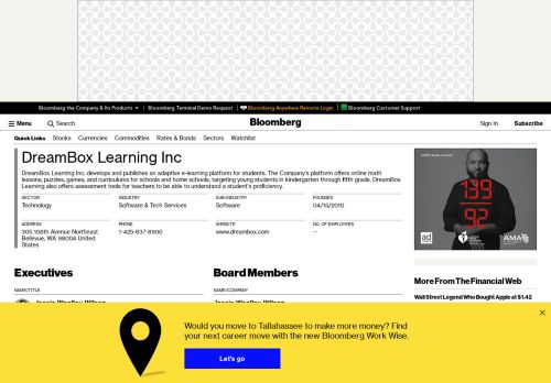 
                            11. DreamBox Learning, Inc.: Private Company Information - Bloomberg