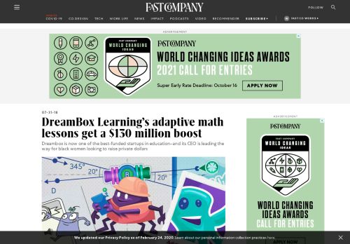 
                            12. DreamBox Learning's adaptive math lessons get a $130 million boost