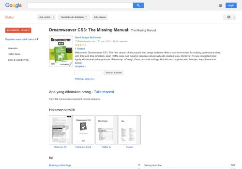 
                            5. Dreamweaver CS3: The Missing Manual: The Missing Manual - Hasil Google Books