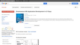 
                            8. Dreamweaver MX Application Development in 21 Days - A Google Könyvek találata