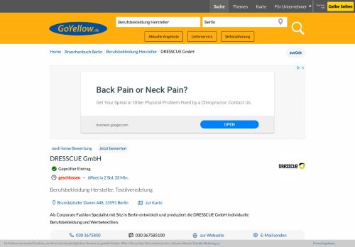 
                            11. ▷ DRESSCUE GmbH in Berlin, Brunsbütteler Damm 448 | GoYellow.de