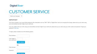 
                            2. DRI*DigitalRiver Customer Service - Find Your Order