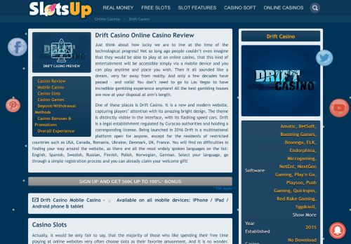 
                            7. Drift Casino Casino Review - Drift Casino ™ Bonus & Slots ... - SlotsUp