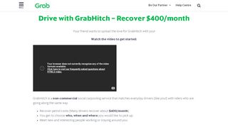 
                            11. Drive with GrabHitch – Recover $400/month | Grab SG