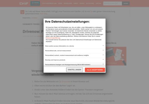 
                            11. Drivenow: Passwort vergessen - das können Sie tun - CHIP