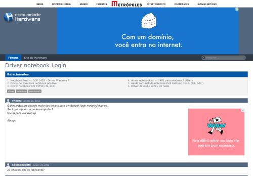 
                            4. Driver notebook Login - Hardware.com.br