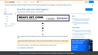 
                            8. Drop SQL login even while logged in - Stack Overflow