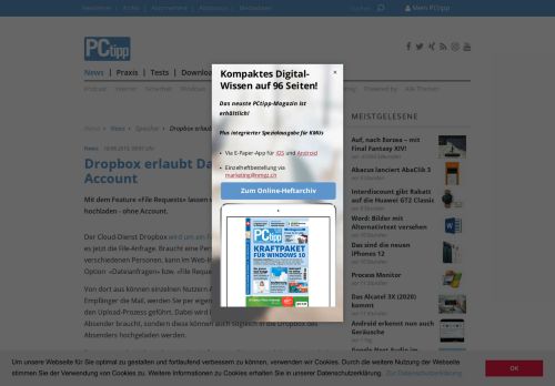 
                            11. Dropbox erlaubt Datei-Upload ohne Account - PCtipp.ch