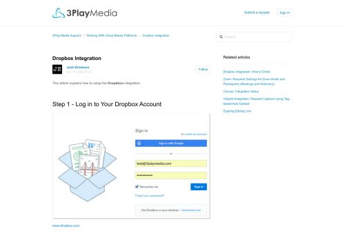 
                            9. Dropbox Integration – 3Play Media Support