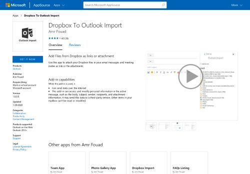 
                            8. Dropbox To Outlook Import - Microsoft AppSource