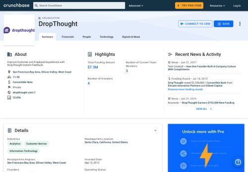 
                            9. DropThought | Crunchbase