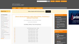 
                            8. Drug Development And Industrial Pharmacy - journal impact factor list