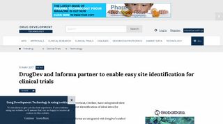 
                            7. DrugDev and Informa partner to enable easy site identification for ...