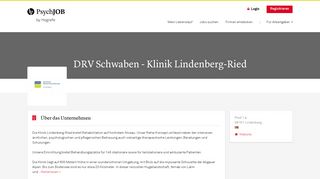 
                            9. DRV Schwaben - Klinik Lindenberg-Ried | PsychJOB