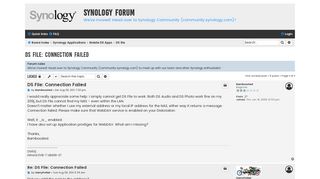 
                            5. DS File: Connection Failed - Synology Forum