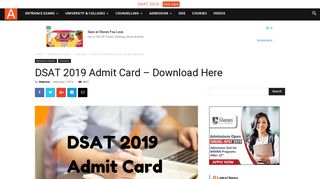 
                            5. DSAT 2019 Admit Card – Download Here | AglaSem Admission