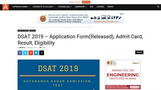 
                            4. DSAT 2019 – Application Form(Released), Admit Card, Result ...