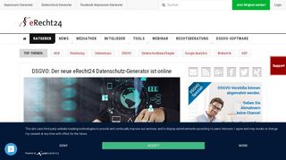 
                            7. DSGVO: Der neue eRecht24 Datenschutz-Generator ist online