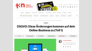 
                            11. DSGVO: Diese Änderungen kommen auf dein Online-Business zu - t3n
