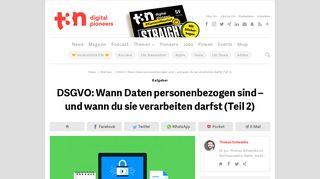 
                            10. DSGVO: Wann Daten personenbezogen sind – und wann du sie ... - t3n