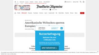 
                            1. DSGVO: Webseiten aus den USA sperren Europäer aus - FAZ