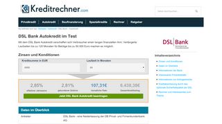 
                            12. DSL Bank Autokredit - Zinsen, Konditionen, Test - Kreditrechner.com