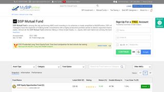 
                            12. DSP Blackrock Mutual Fund - MySIPonline