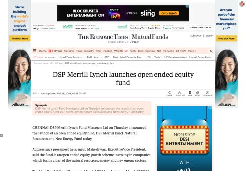 
                            8. DSP Merrill Lynch launches open ended equity fund - The Economic ...