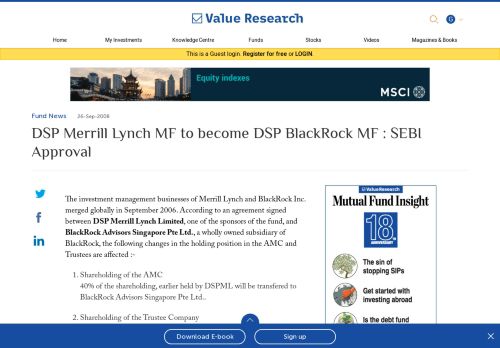 
                            11. DSP Merrill Lynch MF to become DSP BlackRock MF : SEBI Approval ...