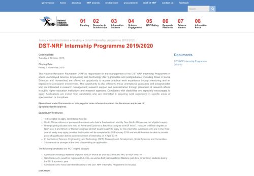 
                            8. DST-NRF Internship Programme 2019/2020 | National Research ...