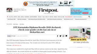 
                            11. DTE Karnataka Diploma Results 2018 declared; check your grades at ...