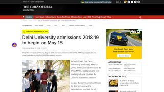 
                            10. du admission 2018: Delhi University admissions 2018-19 to begin on ...