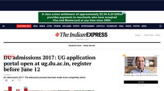 
                            9. DU admissions 2017: UG application portal open at ug.du.ac.in ...