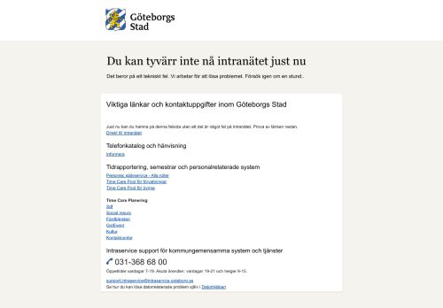 
                            11. Du kan tyvärr inte nå intranätet just nu - Göteborgs Stad