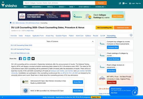 
                            12. DU LLB Entrance Exam Counselling 2019 - Shiksha.com