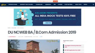
                            9. DU NCWEB BA / B.Com Admission 2018 | AglaSem Admission