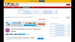 
                            11. DU Online Admission Form 2018 - Register/ Login - Mota Chashma