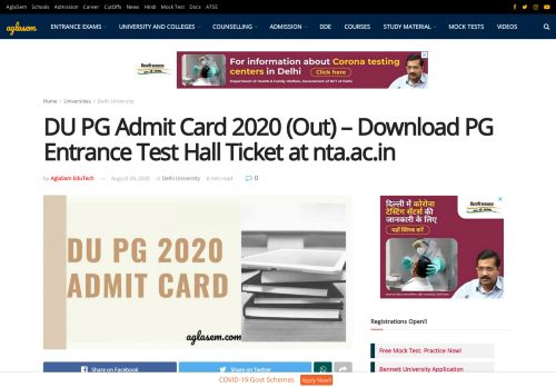 
                            3. DU PG Admit Card 2019 – Download Here! | AglaSem Admission