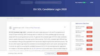 
                            8. DU SOL Candidate Login 2019 - Register and Forget Password