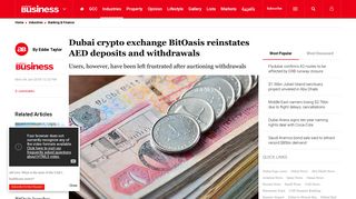 
                            7. Dubai News: Dubai crypto exchange BitOasis reinstates AED deposits ...