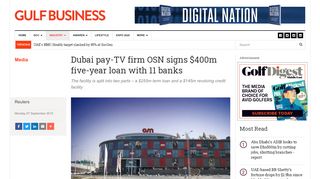 
                            8. Dubai pay-TV firm OSN signs $400m five-year loan with 11 ...