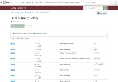 
                            6. Dublin, Trinity College • CODECS: Online Database and e-Resources ...