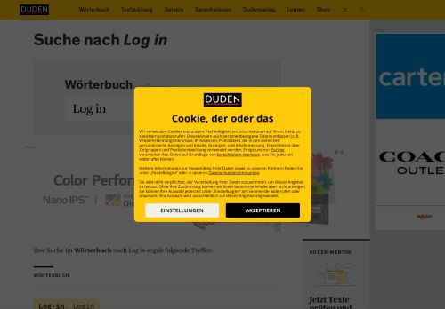 
                            3. Duden | Suchen | log-in