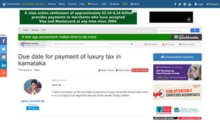 
                            6. Due date for payment of luxury tax in karnataka - CAclubindia