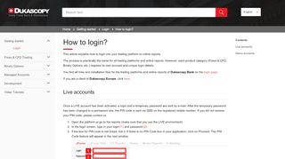 
                            9. Dukascopy - How to login?