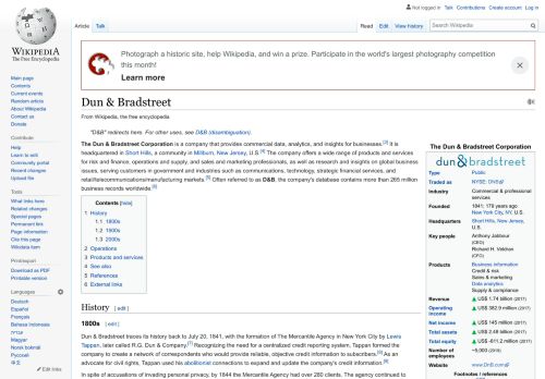 
                            9. Dun & Bradstreet - Wikipedia